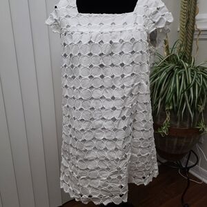 Gianni Bini White Circle Lace Mini Dress